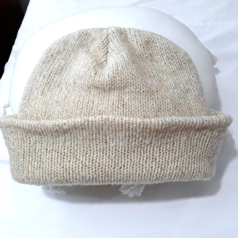 Hat Unisex knit wool blend cream